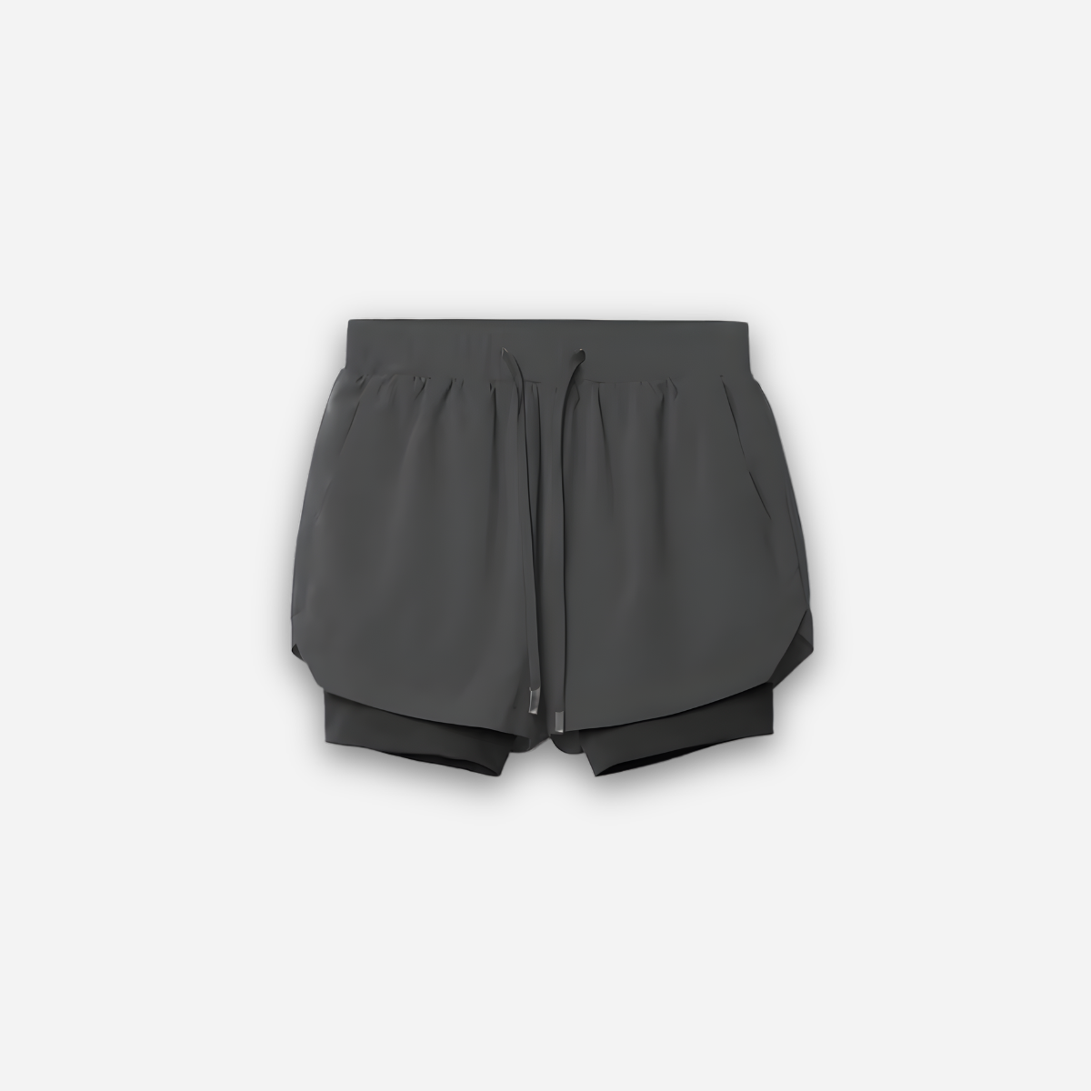 Dark gray shorts on a light gray background