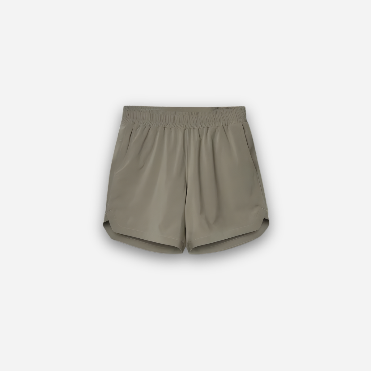 Khaki shorts on a light gray background